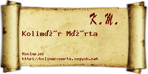 Kolimár Márta névjegykártya