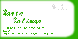 marta kolimar business card