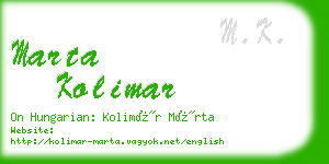 marta kolimar business card